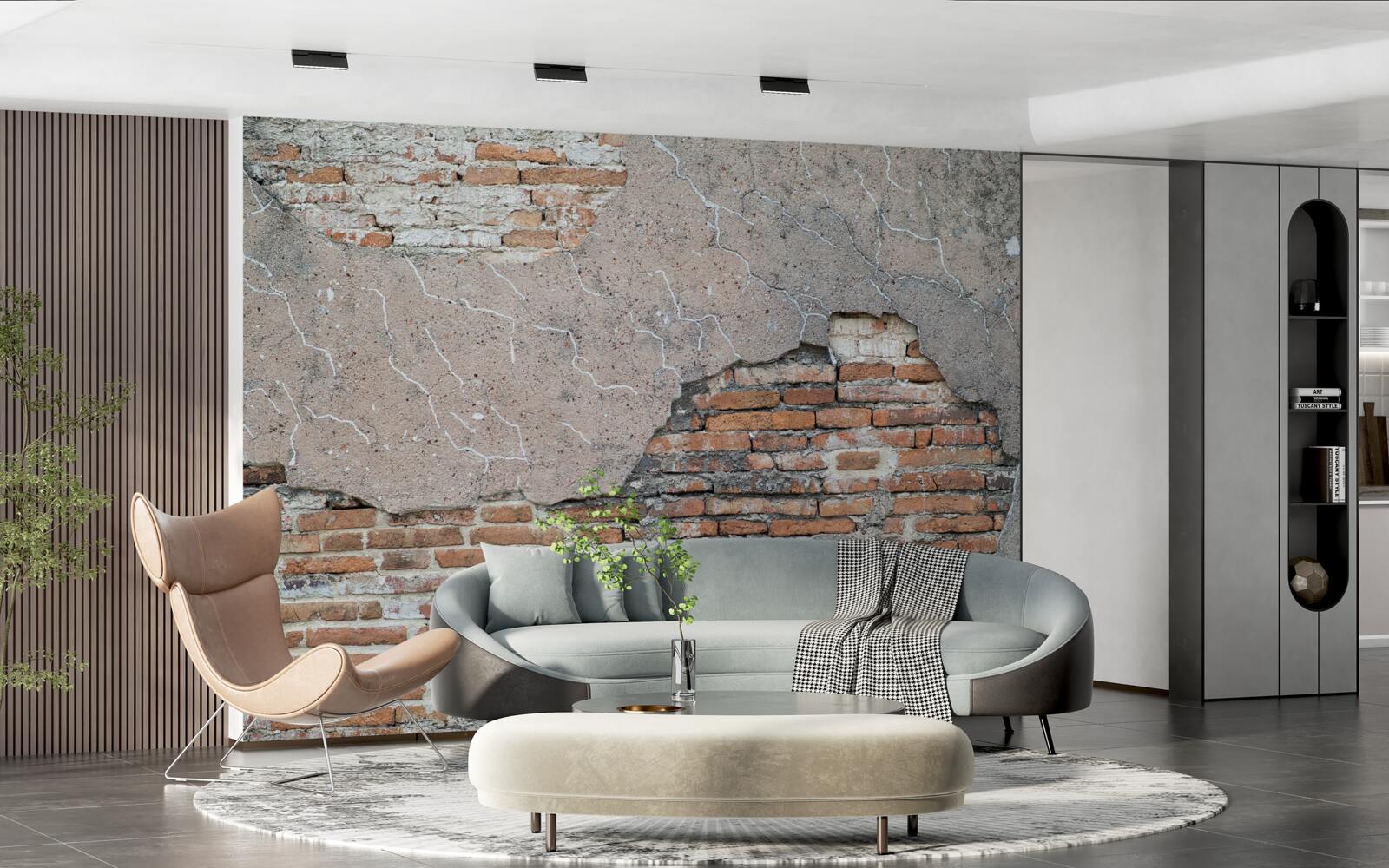 Fototapet Un zid de cărămidă care se prăbușește