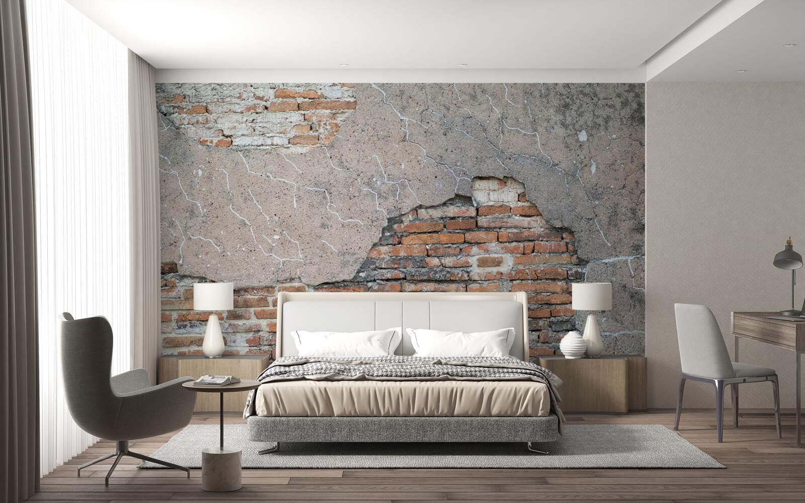 Fototapet Un zid de cărămidă care se prăbușește