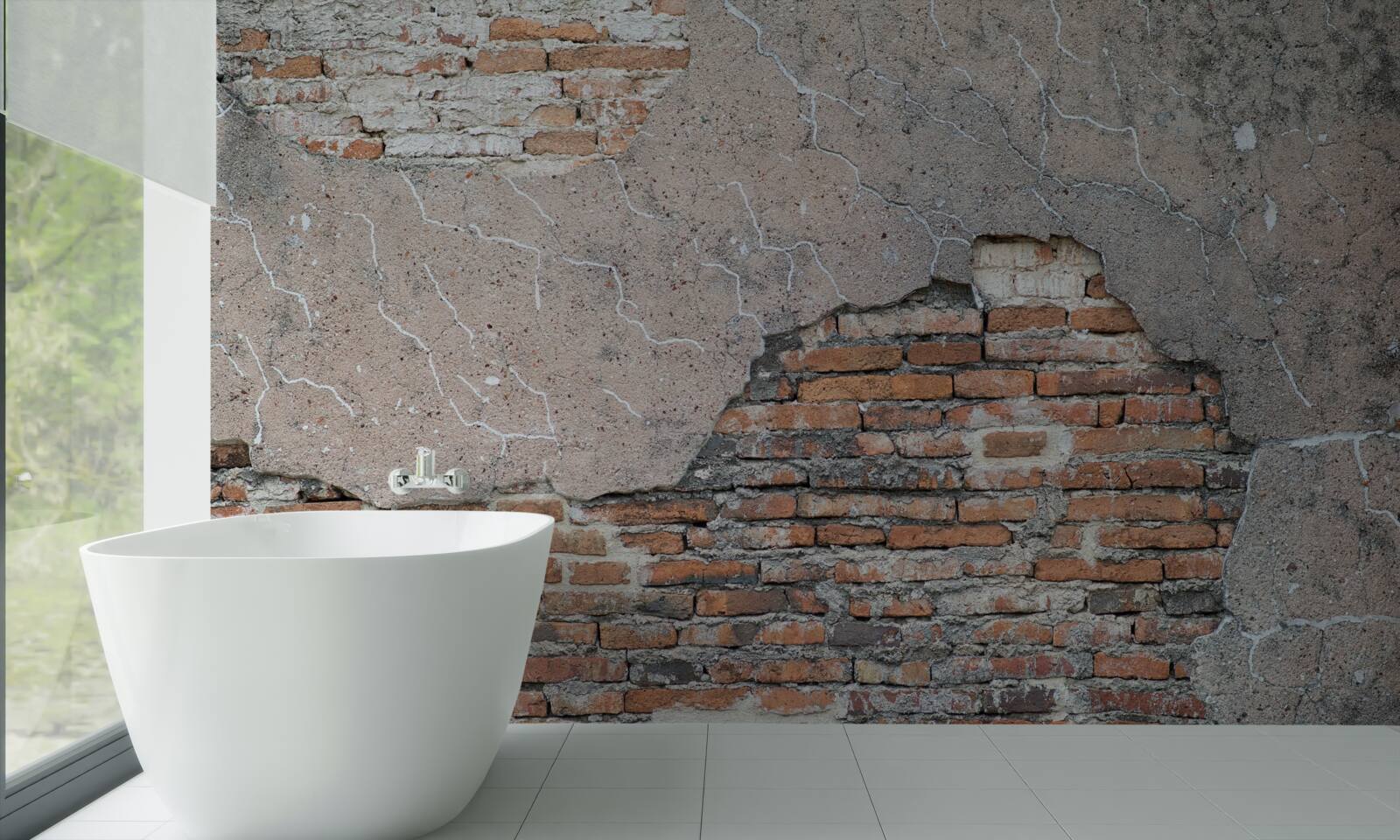 Fototapet Un zid de cărămidă care se prăbușește