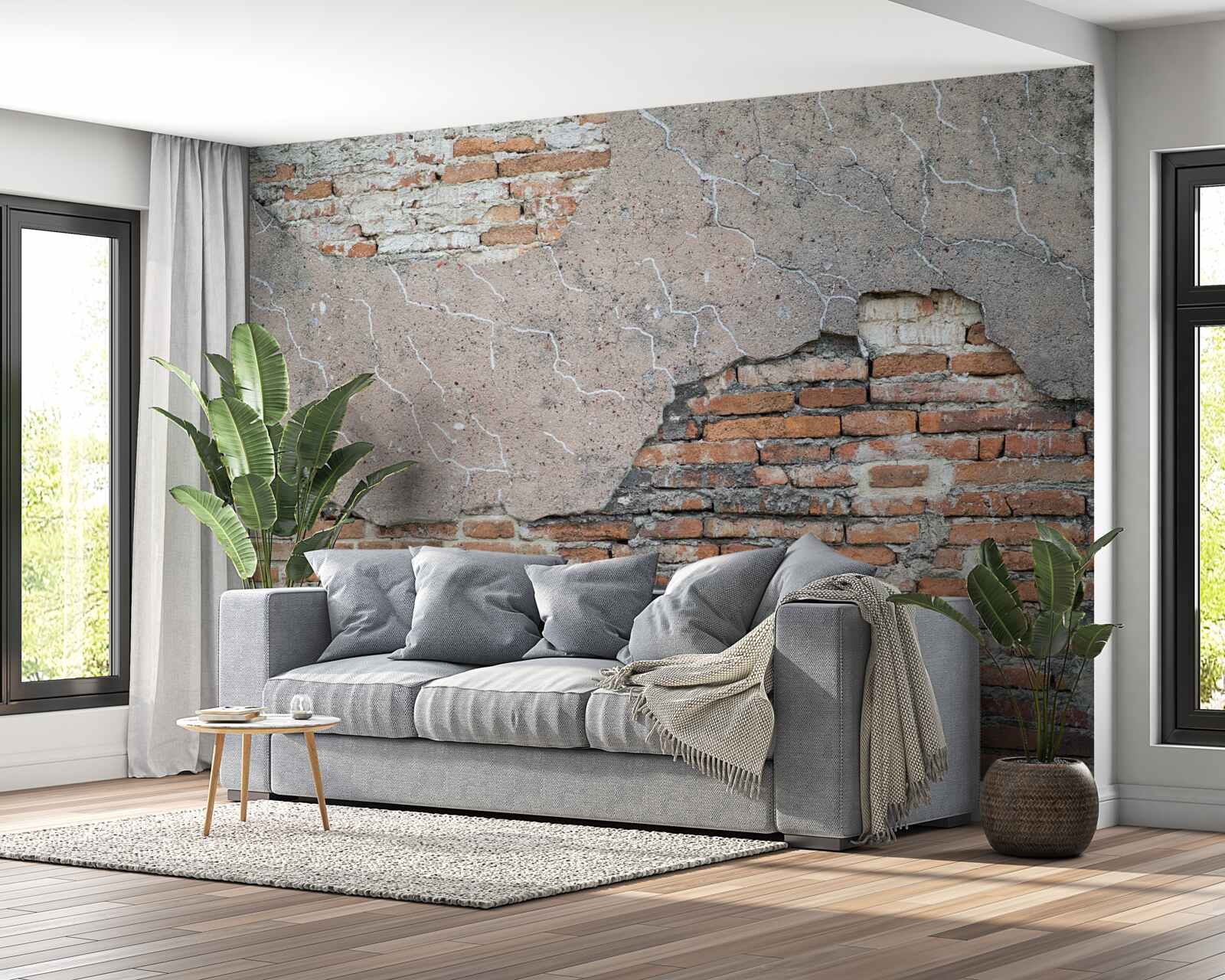 Fototapet Un zid de cărămidă care se prăbușește