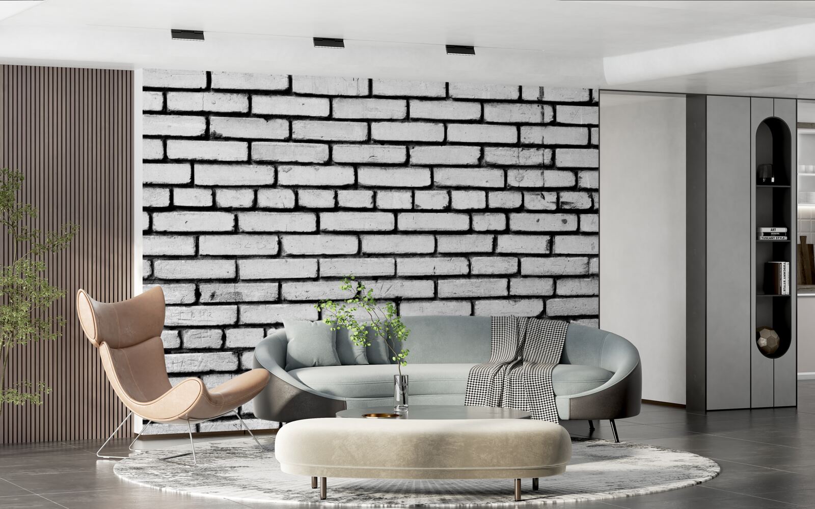 Fototapet Zid decorat cu cărămizi albe