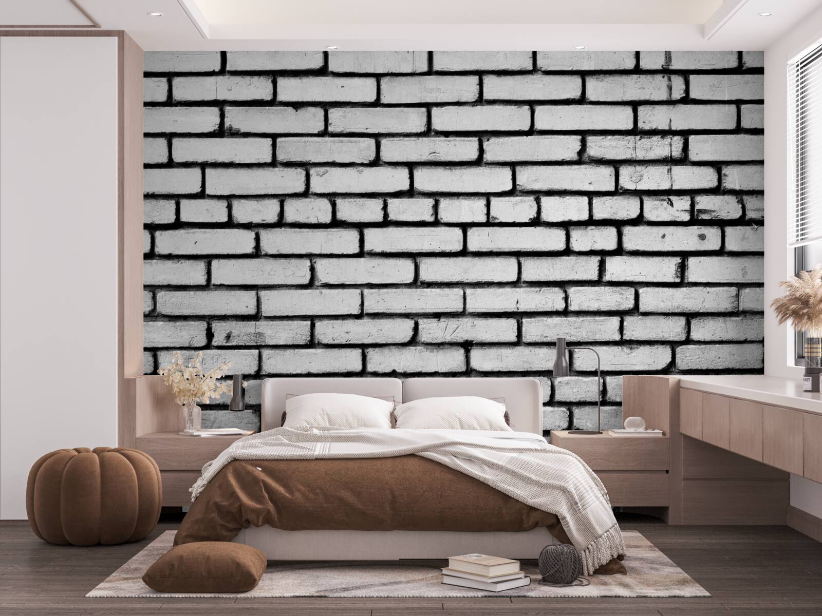 Fototapet Zid decorat cu cărămizi albe