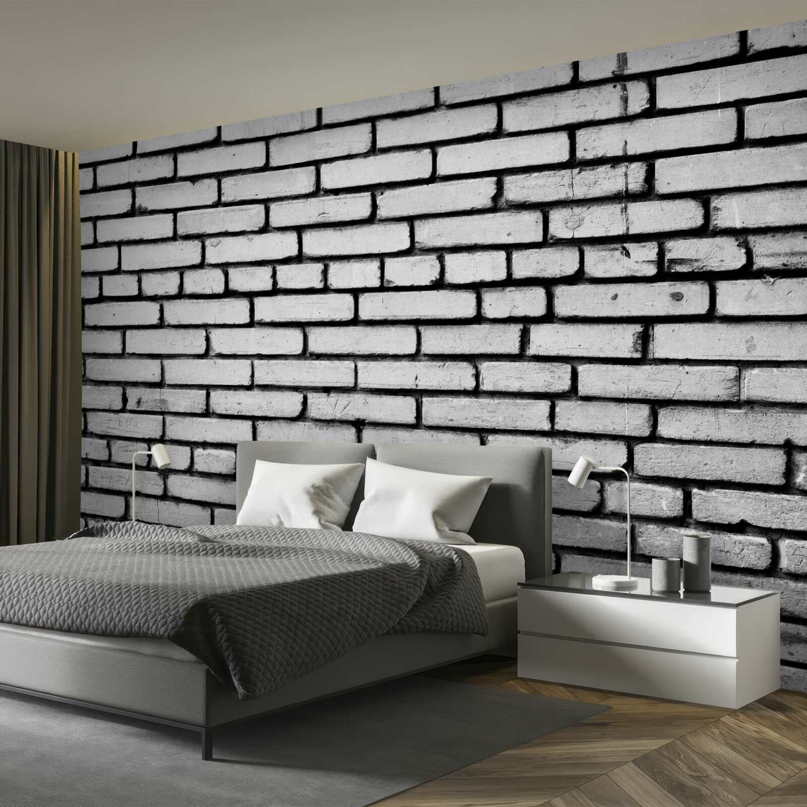 Fototapet Zid decorat cu cărămizi albe