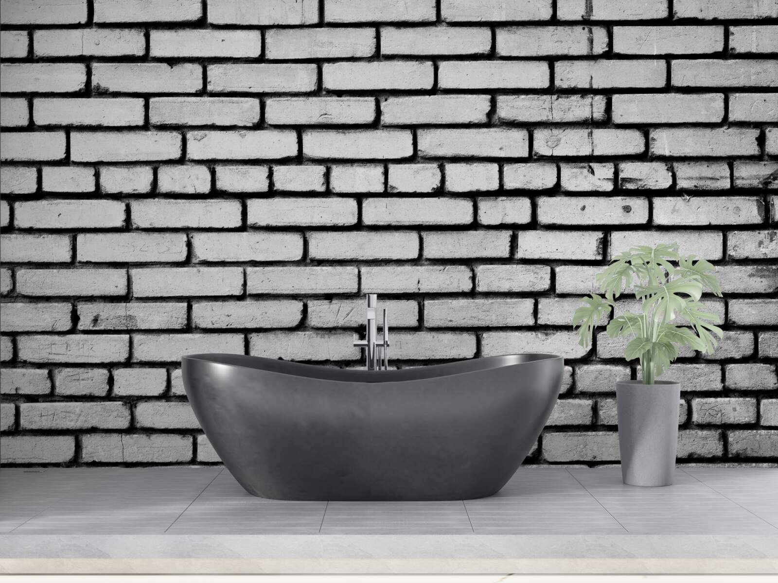 Fototapet Zid decorat cu cărămizi albe