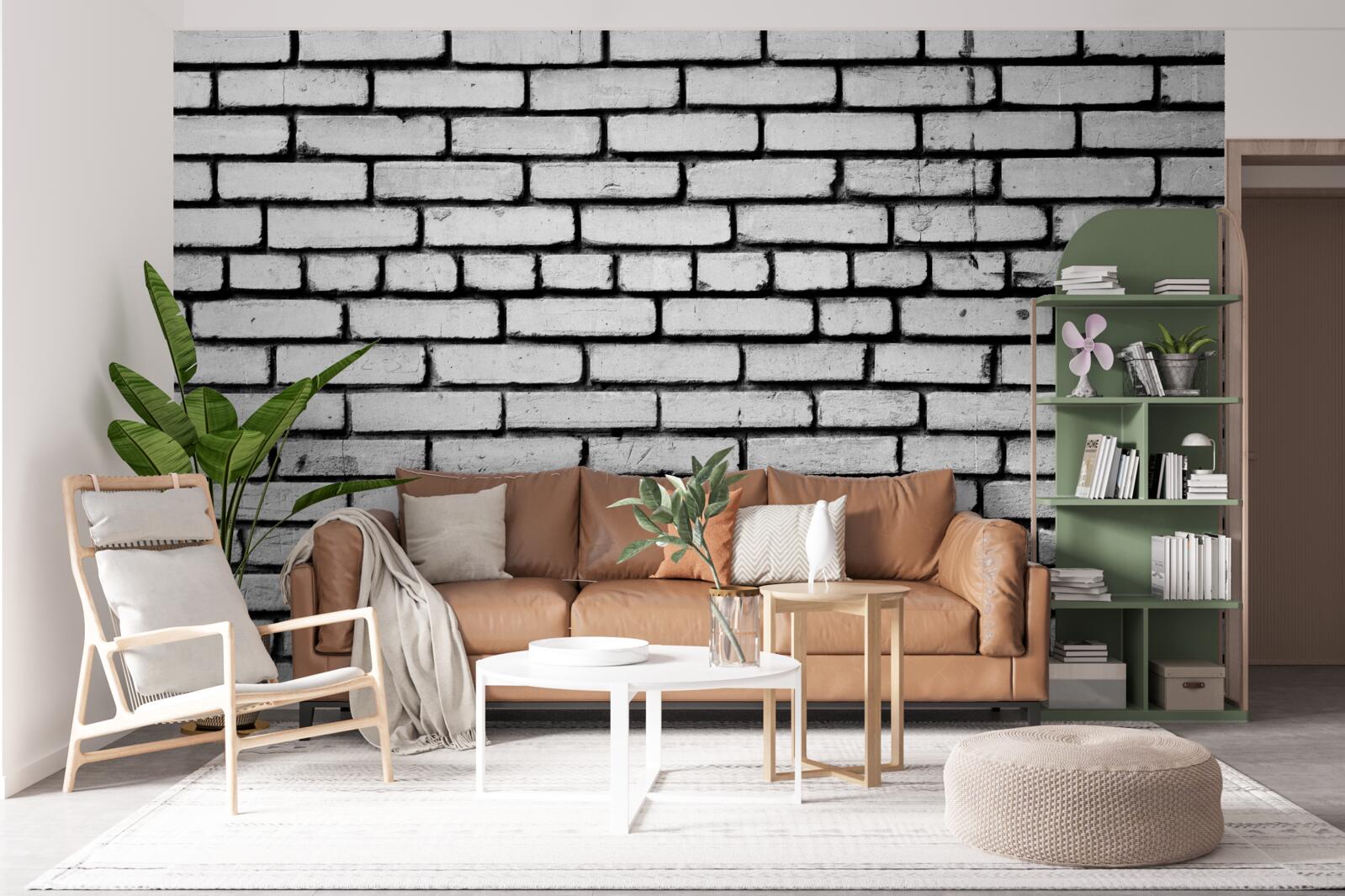 Fototapet Zid decorat cu cărămizi albe