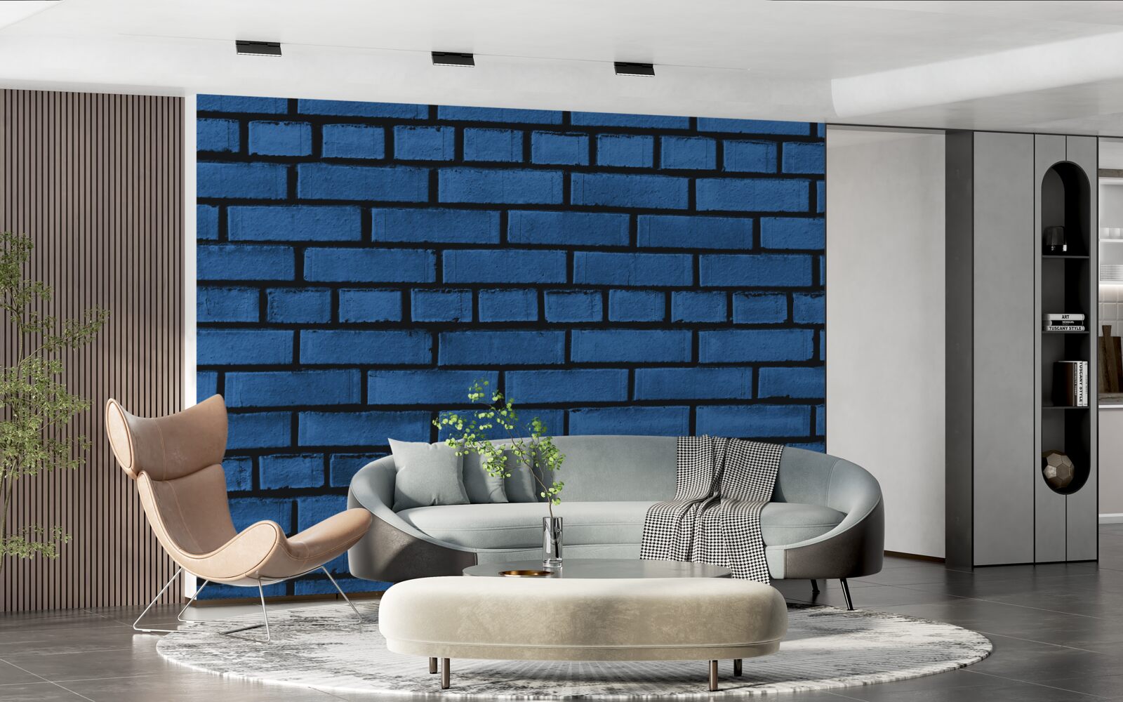 Fototapet Zidul este realizat din cărămizi albastru închis