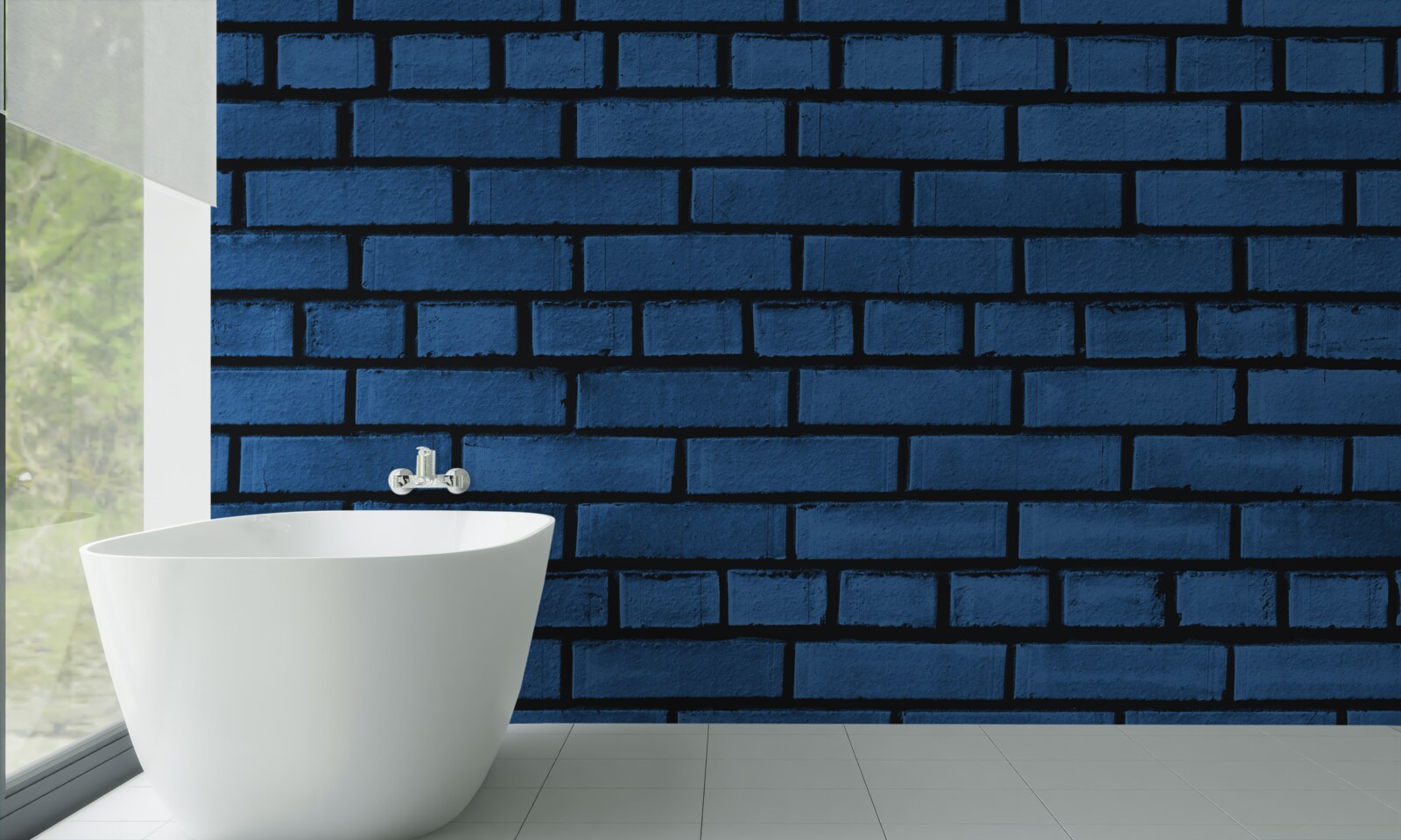 Fototapet Zidul este realizat din cărămizi albastru închis