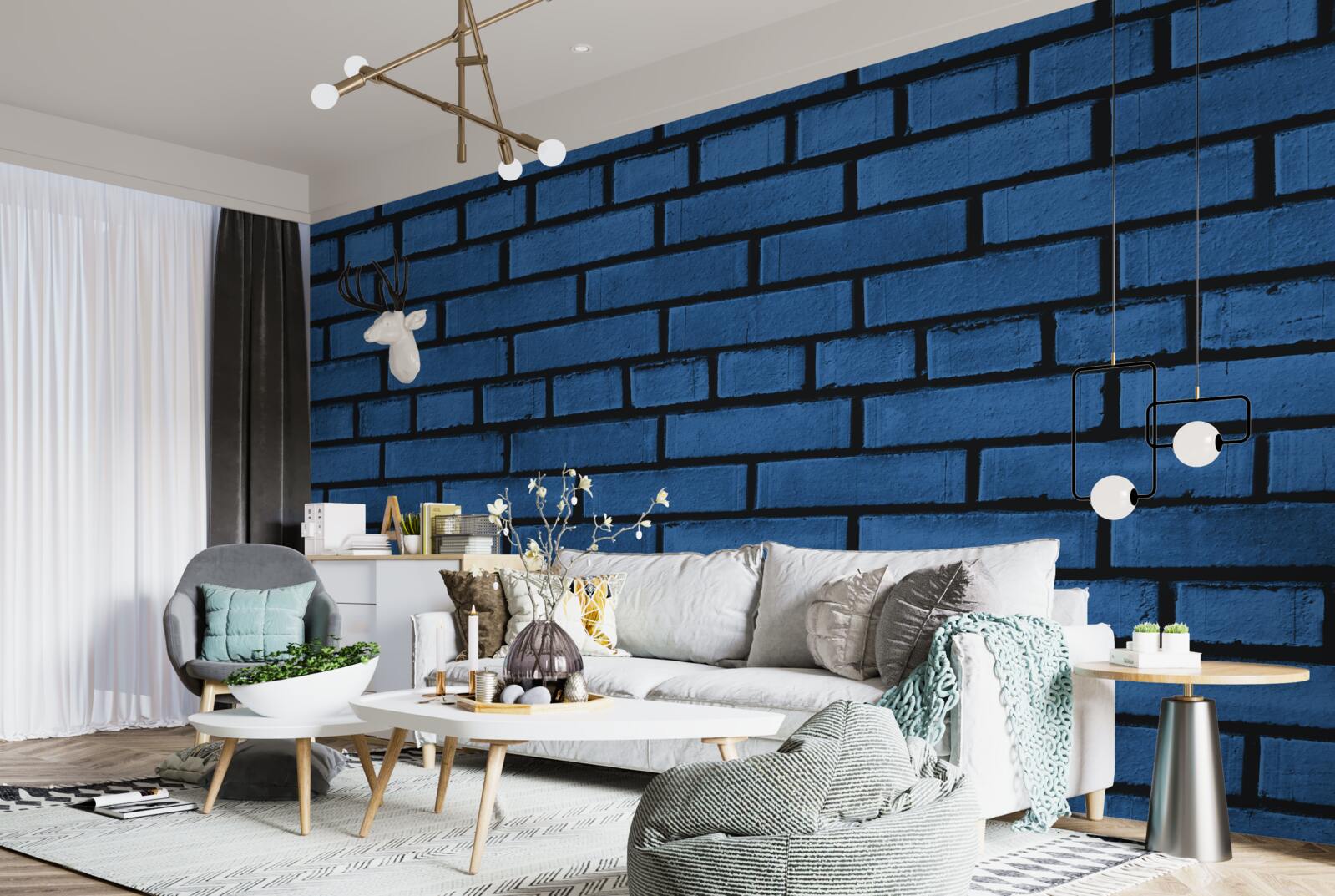 Fototapet Zidul este realizat din cărămizi albastru închis