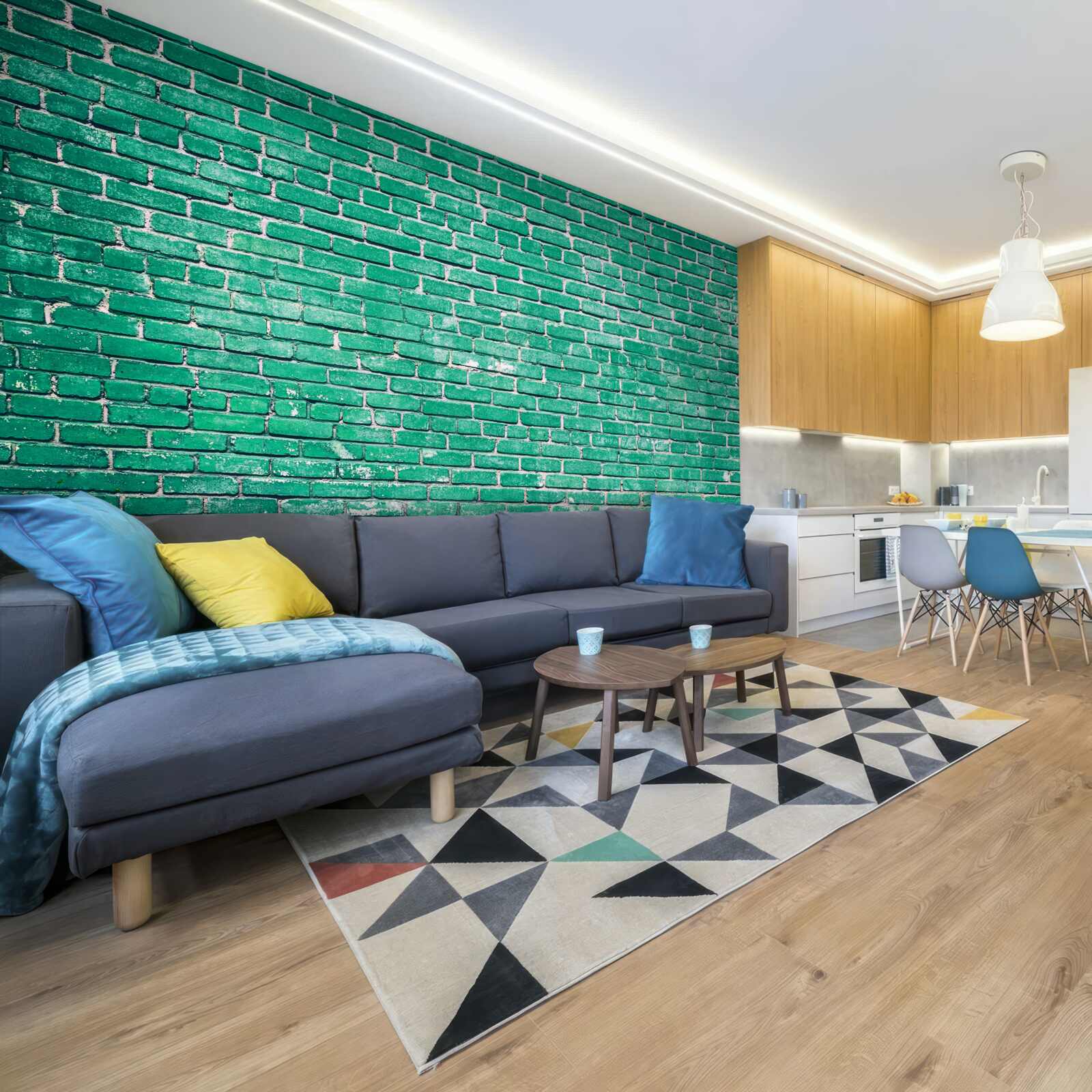 Fototapet Turcoaz zid de cărămidă