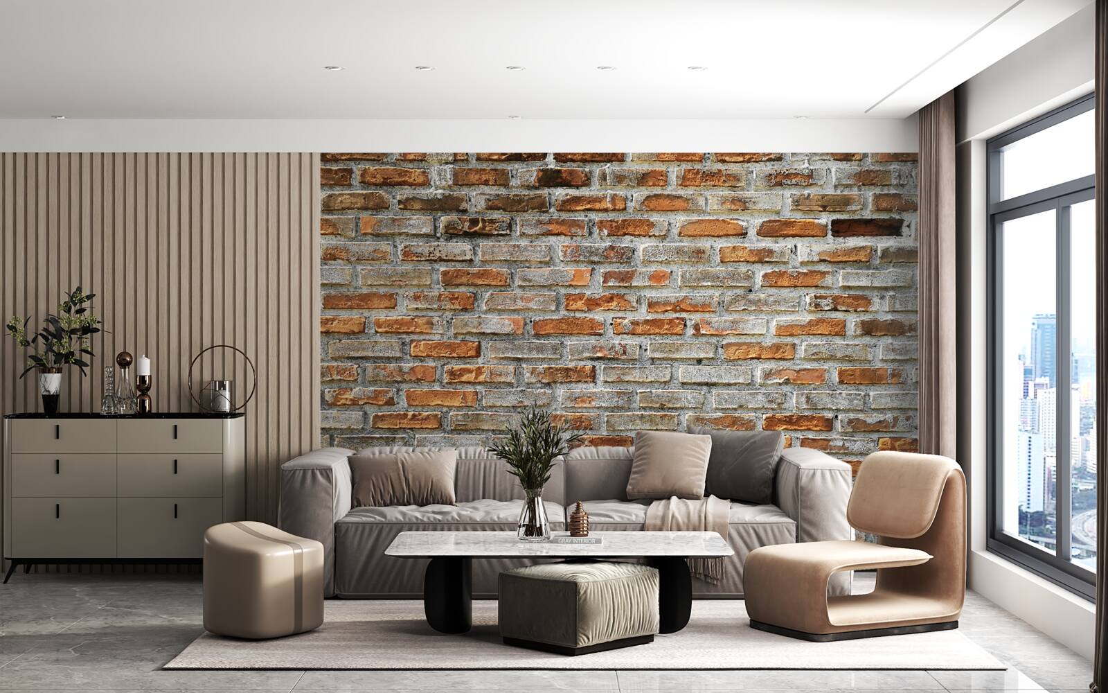 Fototapet Zid de cărămidă în diferite nuanțe