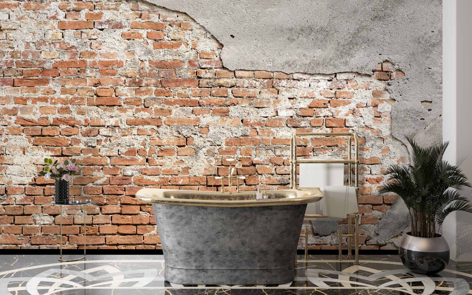 Fototapet parte a unei vechi bariere de cărămidă