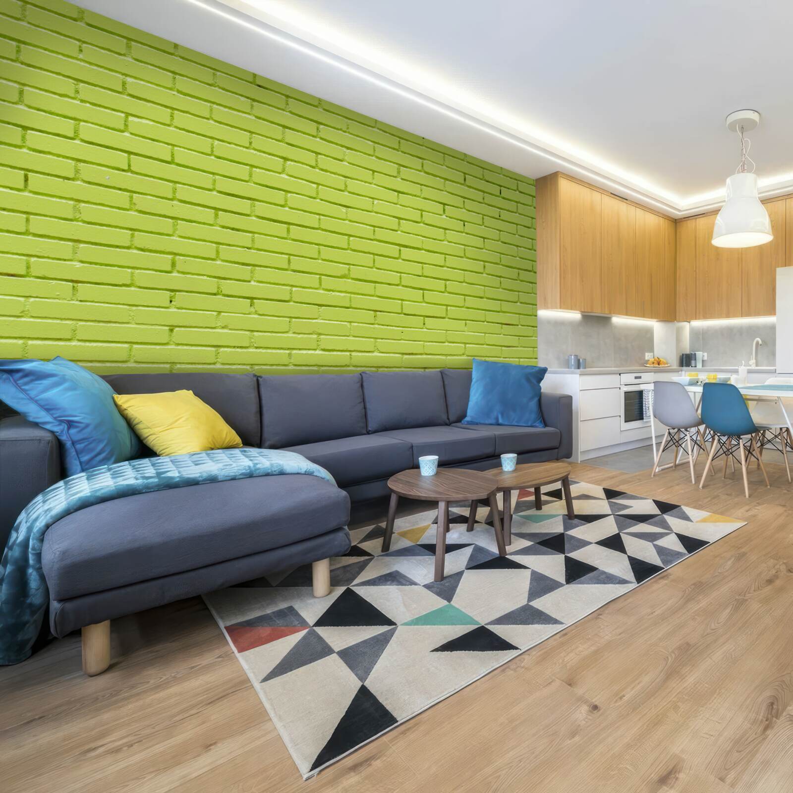 Fototapet Perete din cărămidă în nuanță verde deschis