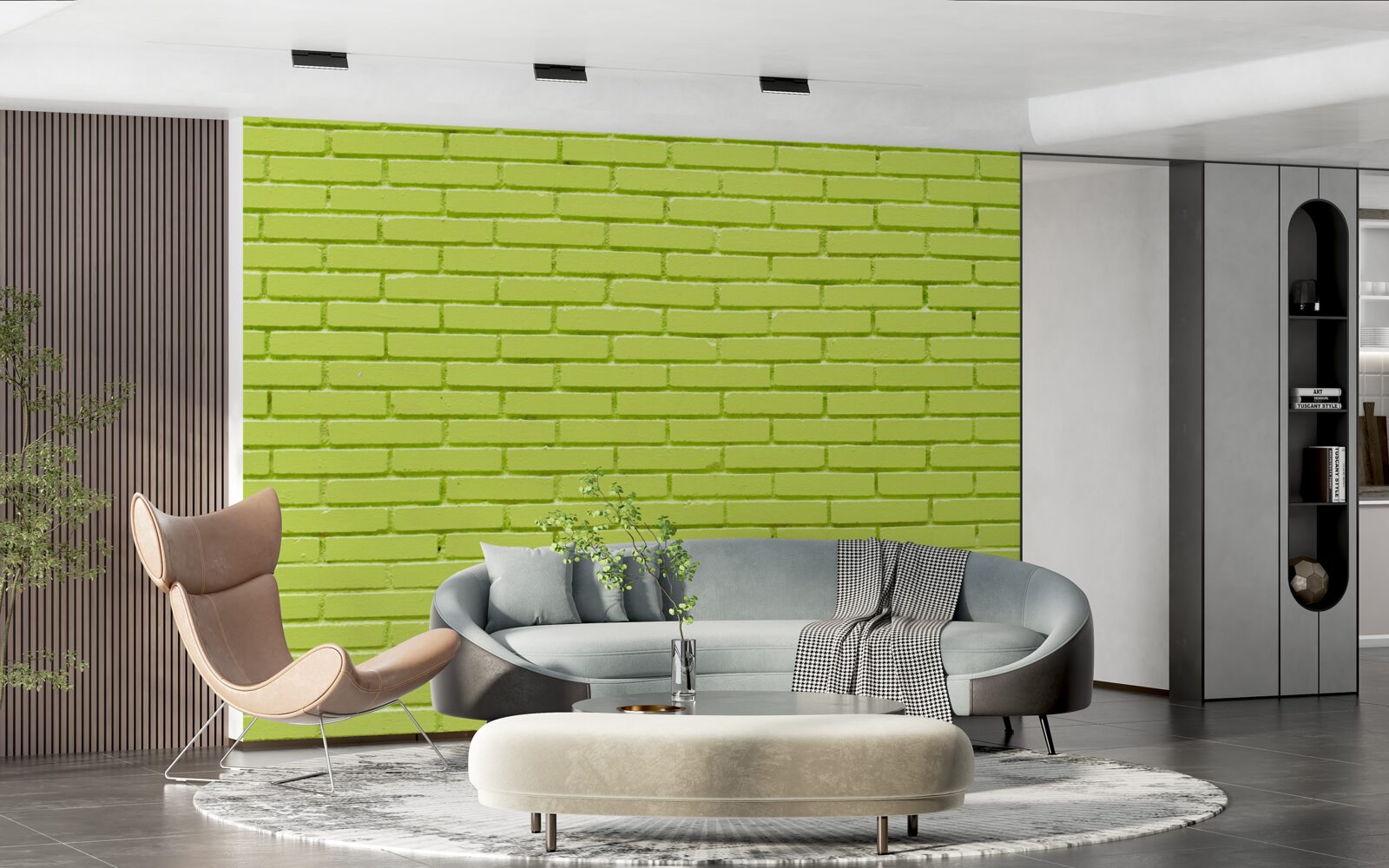 Fototapet Perete din cărămidă în nuanță verde deschis