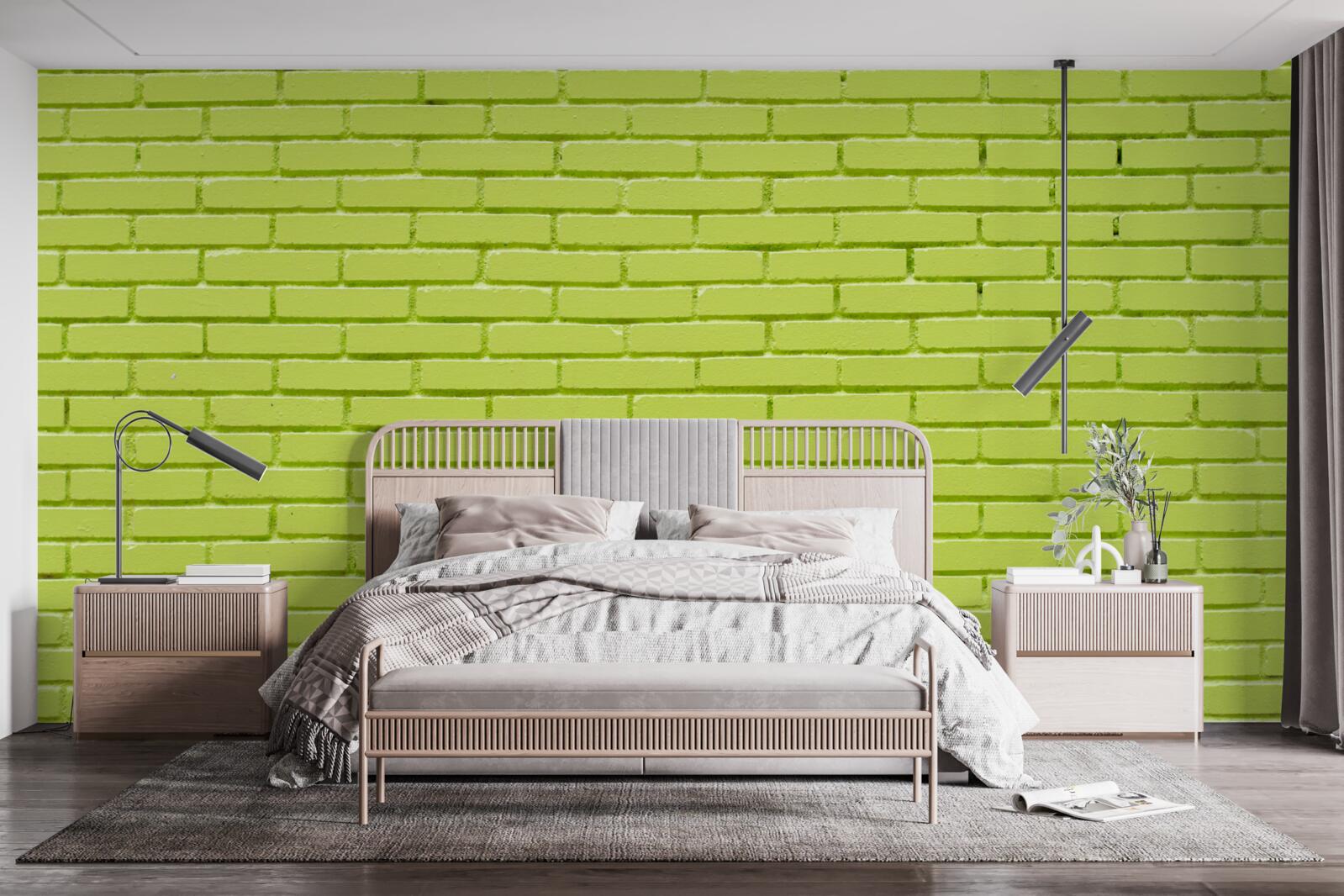 Fototapet Perete din cărămidă în nuanță verde deschis