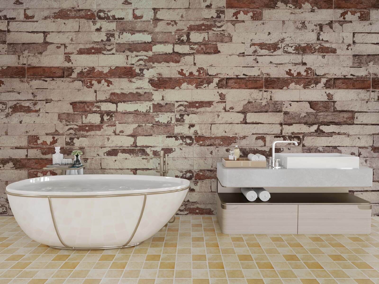 Fototapet perete vechi de cărămidă cu o suprafață zgâriată