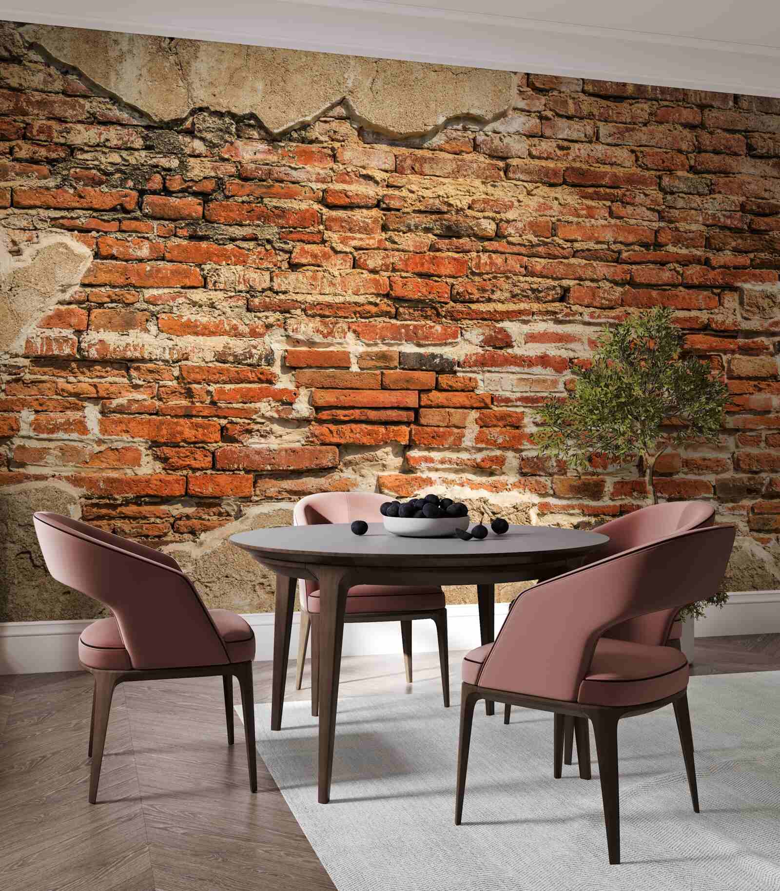 Fototapet un zid de cărămidă care a devenit foarte dărăpănat