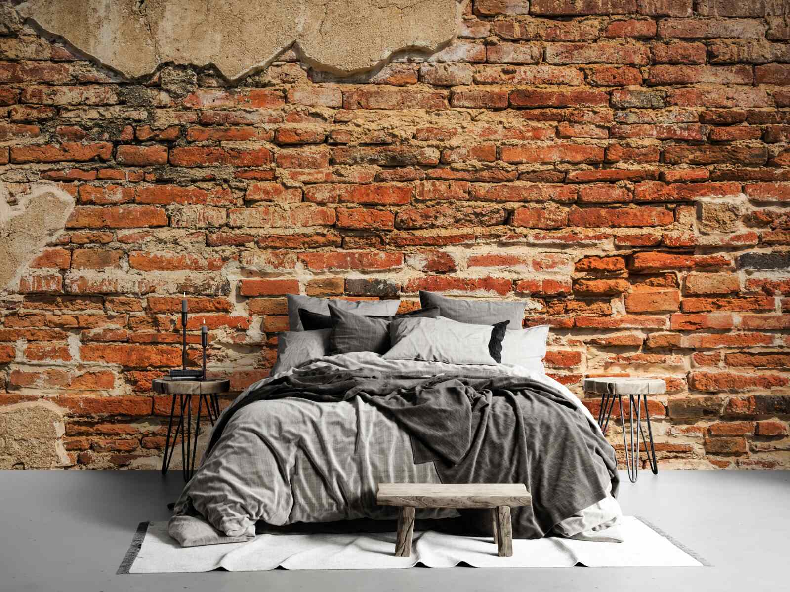 Fototapet un zid de cărămidă care a devenit foarte dărăpănat