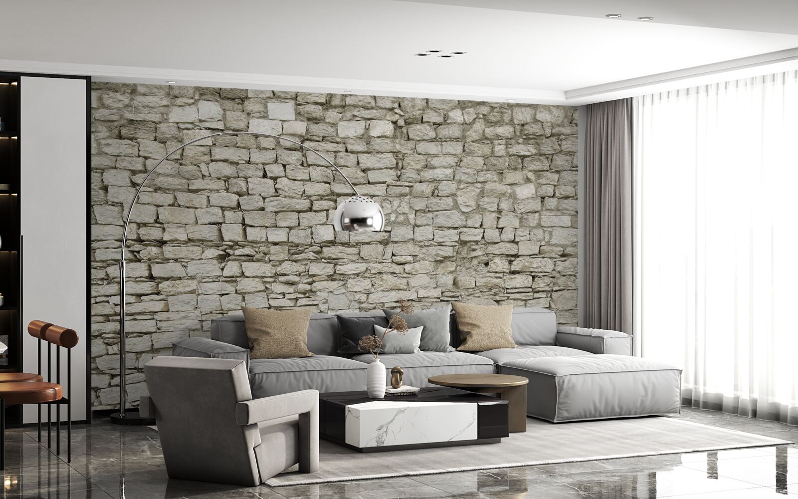 Fototapet așezarea pereților de piatră împrăștiată