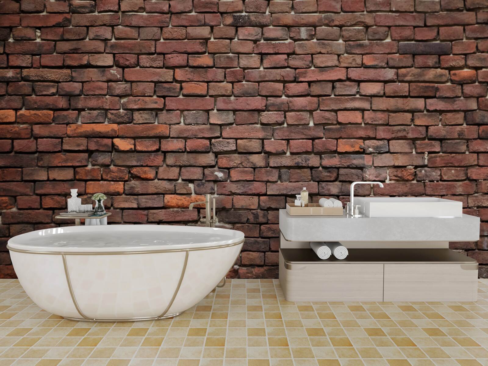 Fototapet zid de cărămidă întunecată, mai vechi decât anii