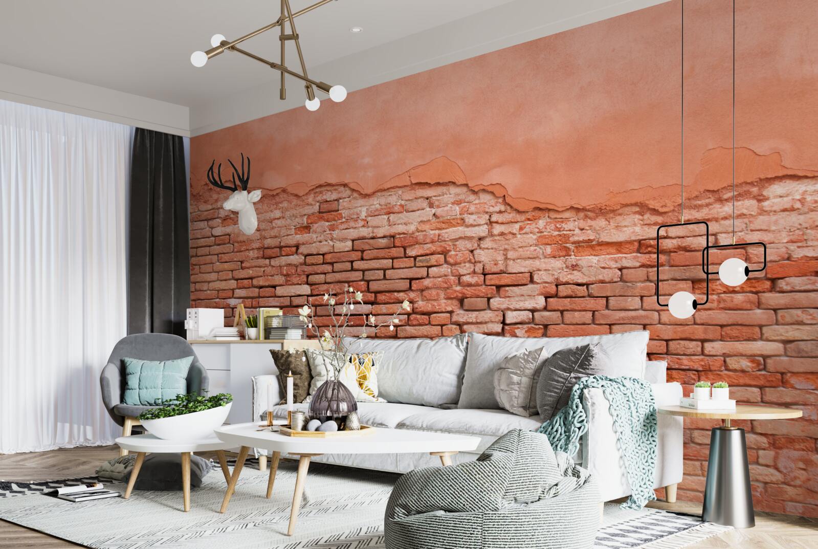 Fototapet zid de cărămidă prăbușit