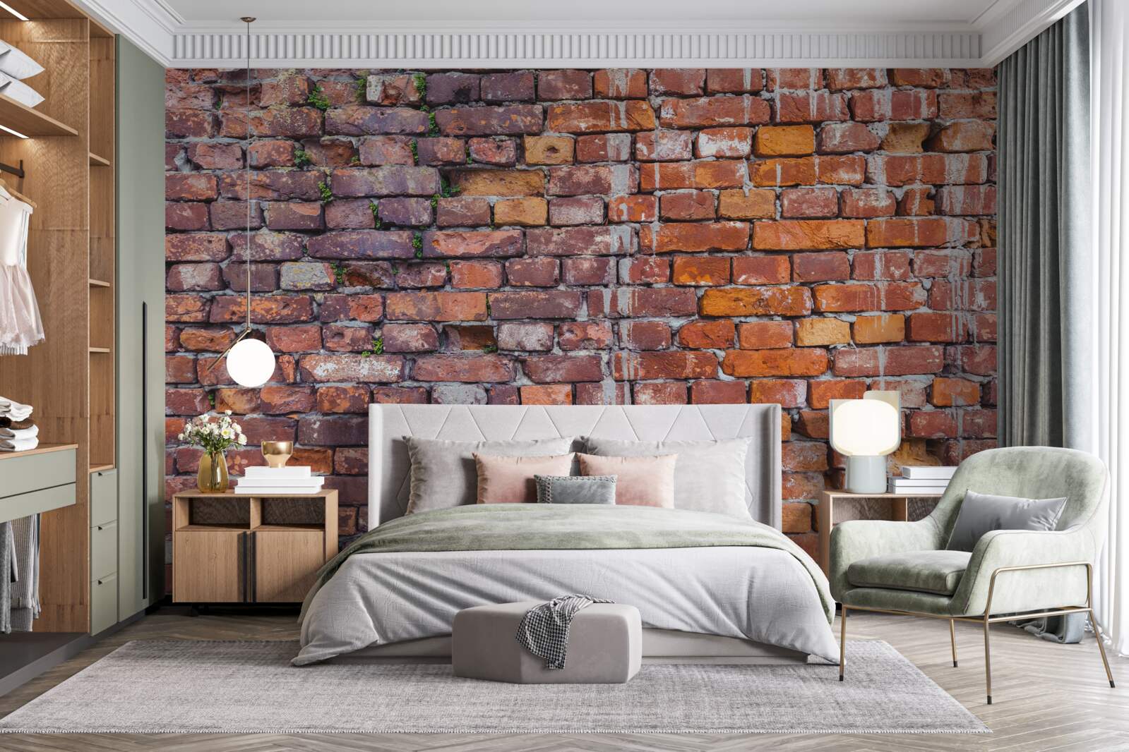 Fototapet scurgeri pe un zid istoric de cărămidă