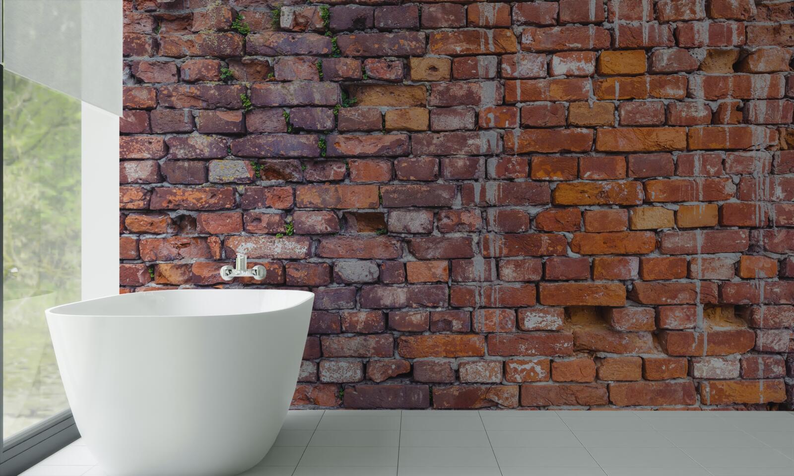 Fototapet scurgeri pe un zid istoric de cărămidă