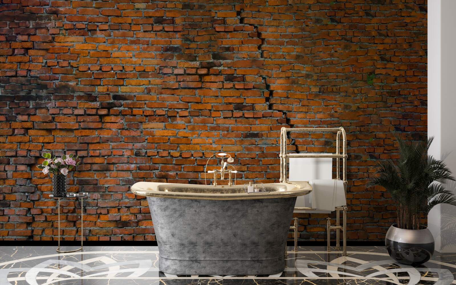 Fototapet fisură mare într-un perete de cărămidă