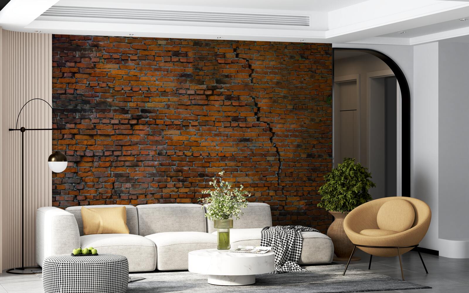 Fototapet fisură mare într-un perete de cărămidă