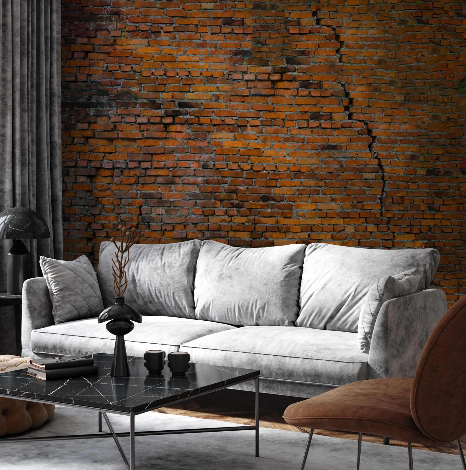 Fototapet fisură mare într-un perete de cărămidă