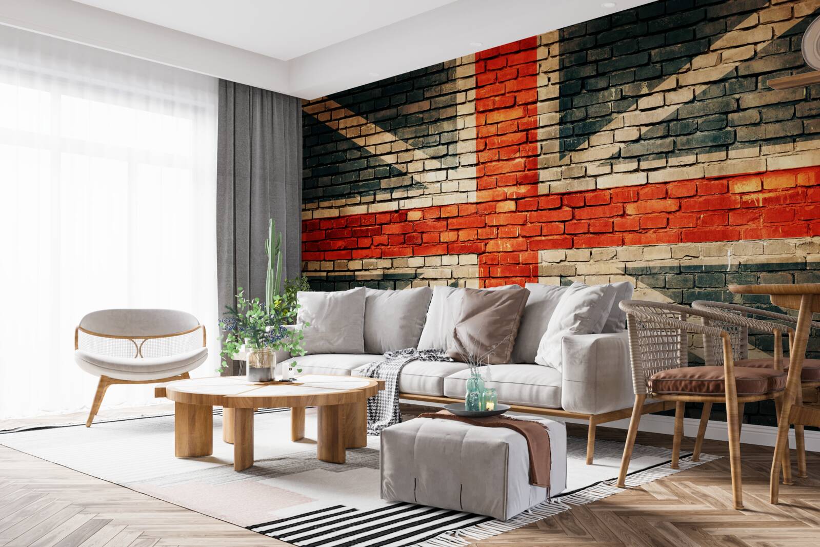 Fototapet steag britanic pe un zid de cărămidă