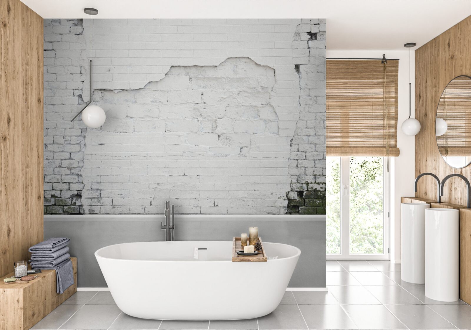 Fototapet zidărie de cărămidă expusă efectelor timpului