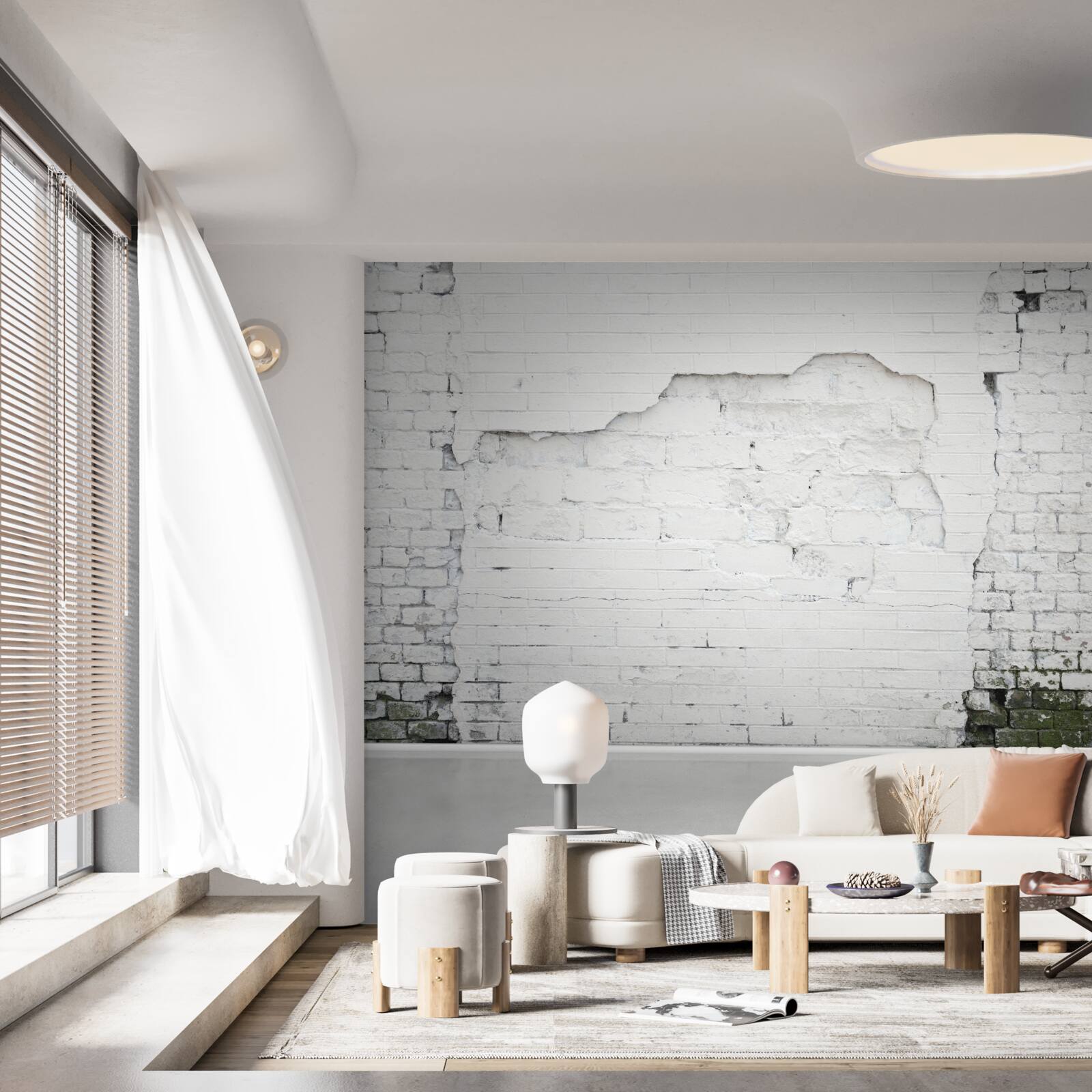 Fototapet zidărie de cărămidă expusă efectelor timpului