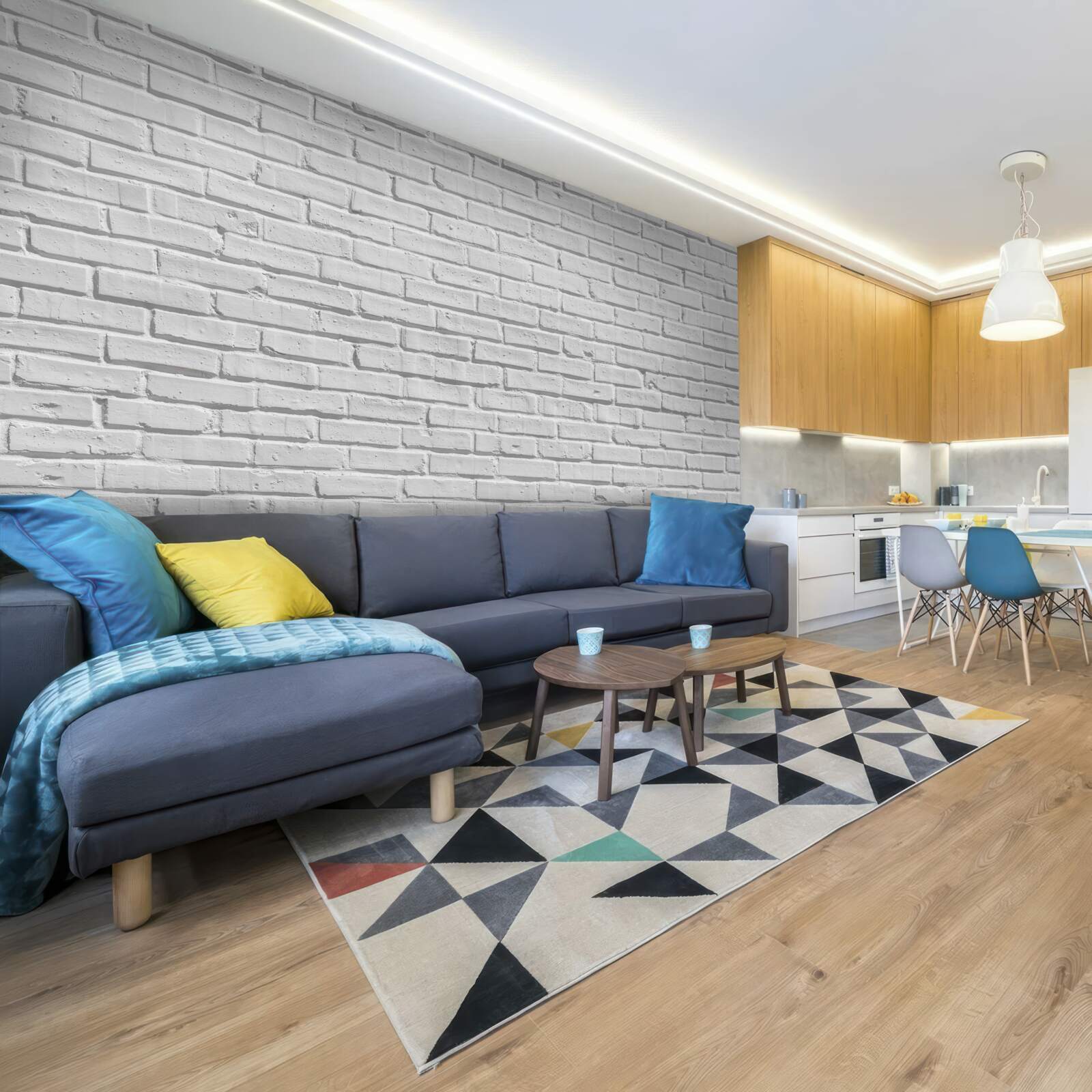 Fototapet Peretele de cărămidă este vopsit în alb