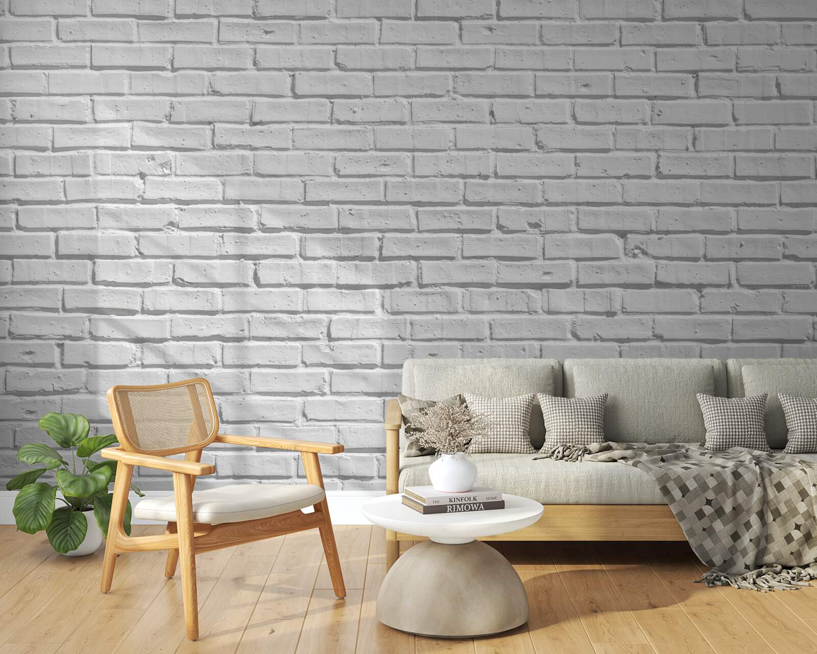 Fototapet Peretele de cărămidă este vopsit în alb