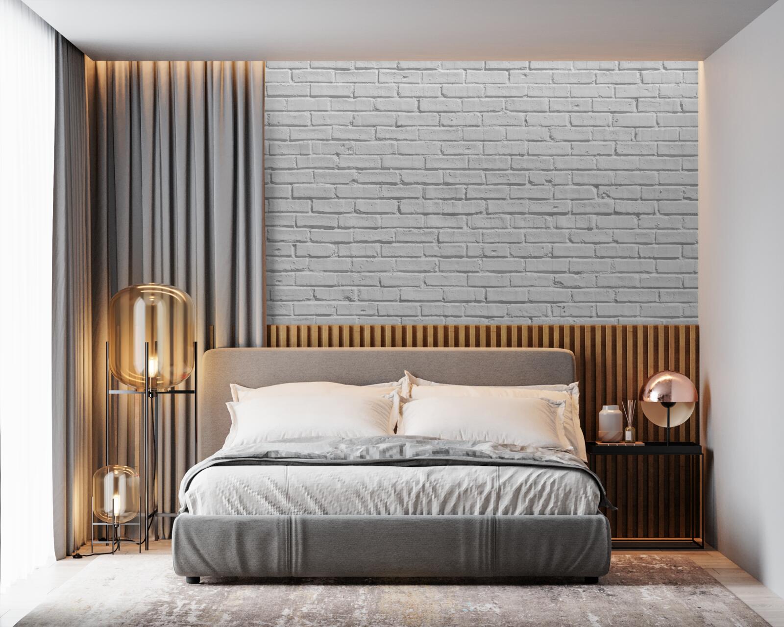 Fototapet Peretele de cărămidă este vopsit în alb