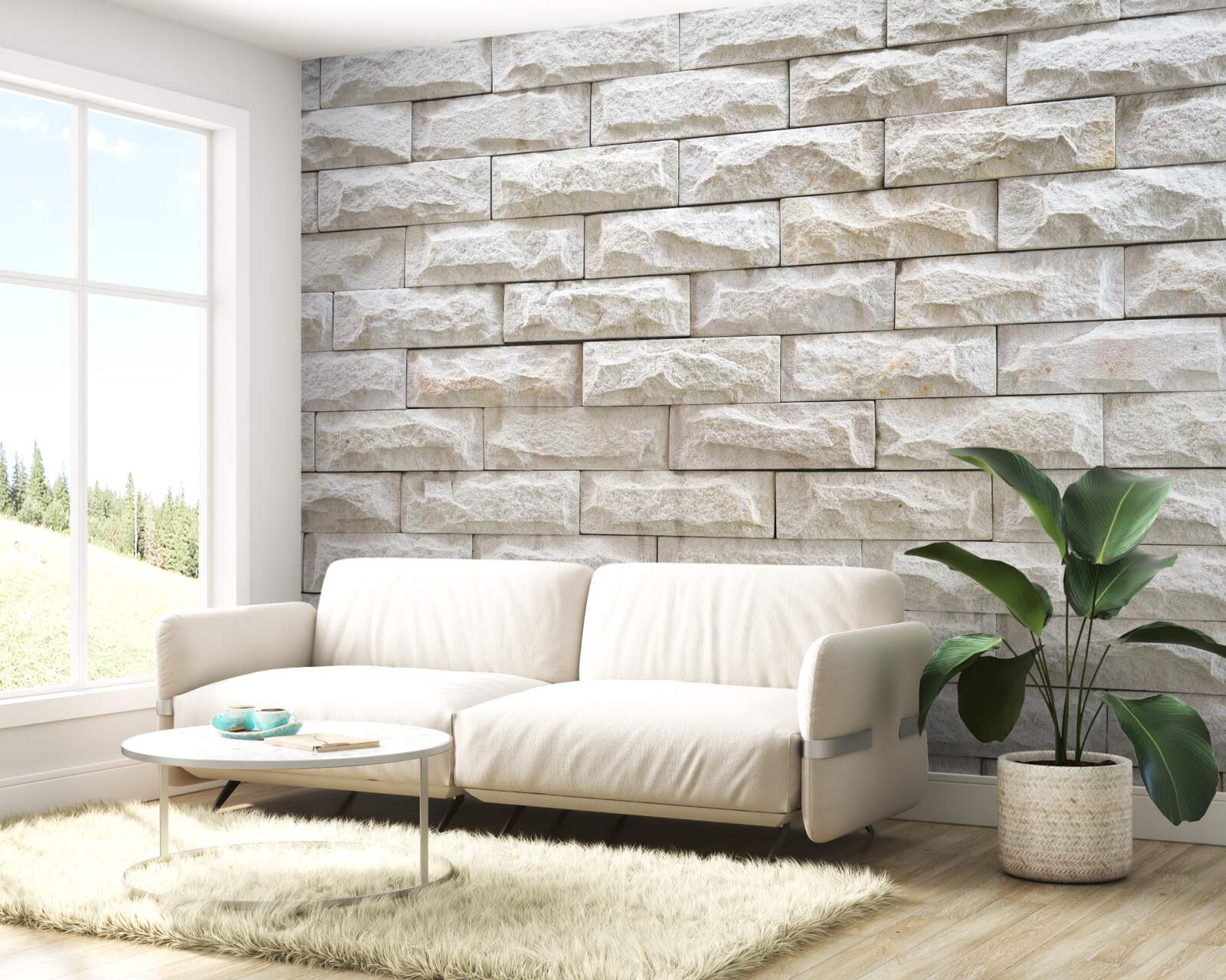 Fototapet perete de piatră ușoară