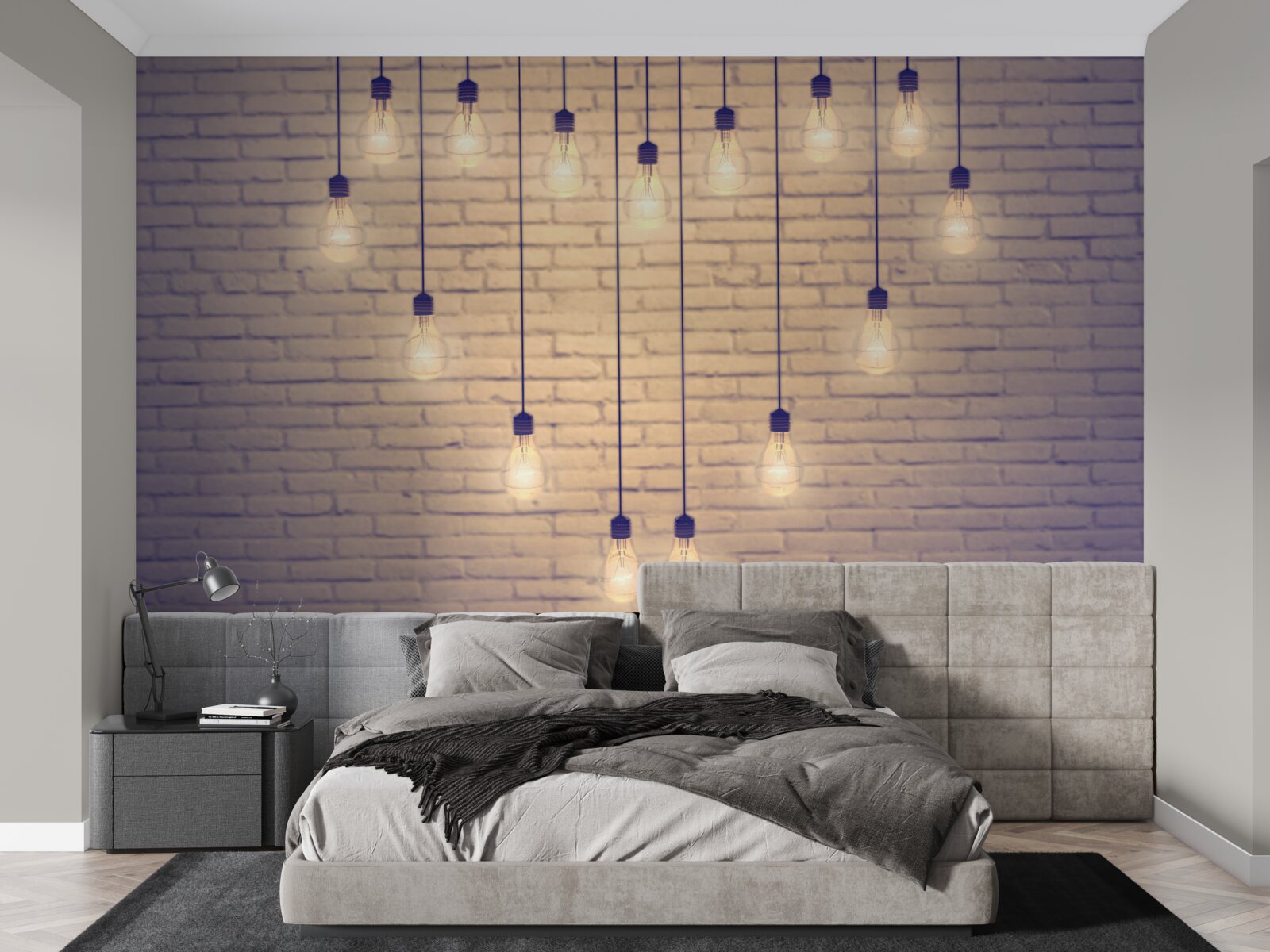 Fototapet o inimă formată din lămpi fluorescente apare pe un fundal de perete de culoare cypress