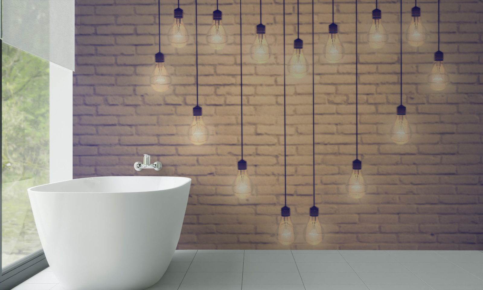 Fototapet o inimă formată din lămpi fluorescente apare pe un fundal de perete de culoare cypress