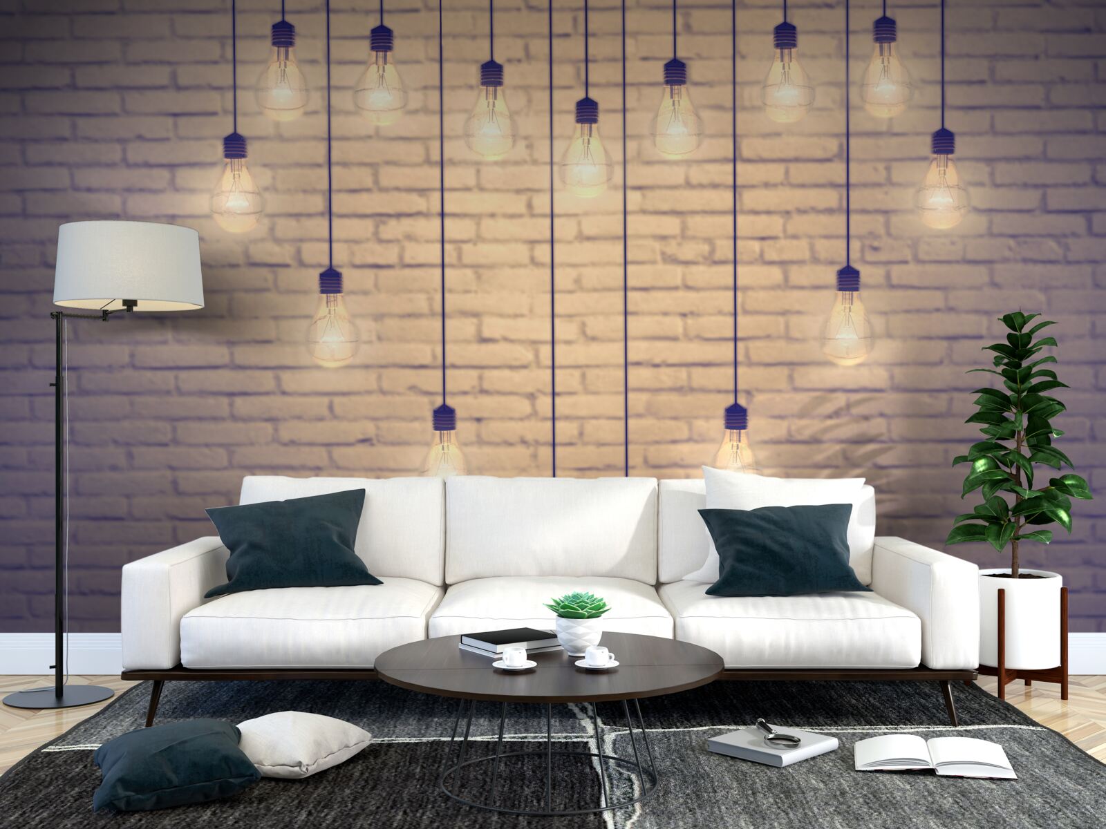 Fototapet o inimă formată din lămpi fluorescente apare pe un fundal de perete de culoare cypress