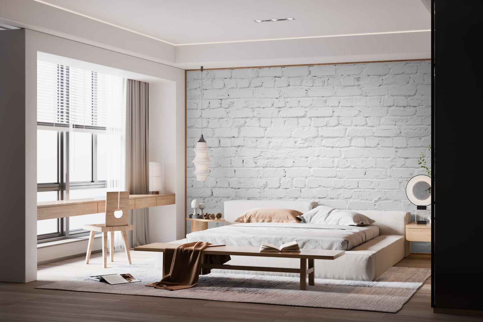 Fototapet zid de cărămidă albă