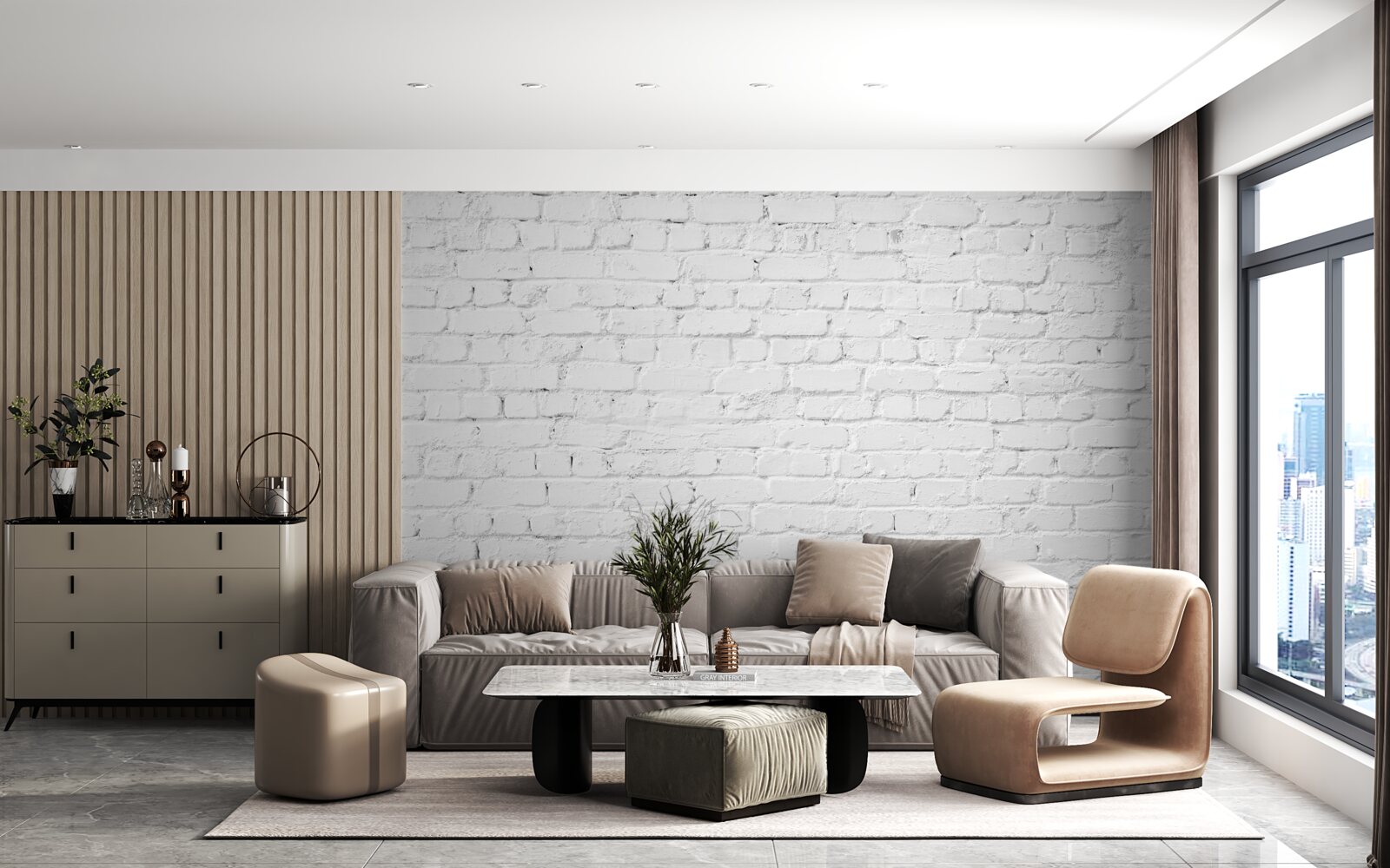 Fototapet zid de cărămidă albă