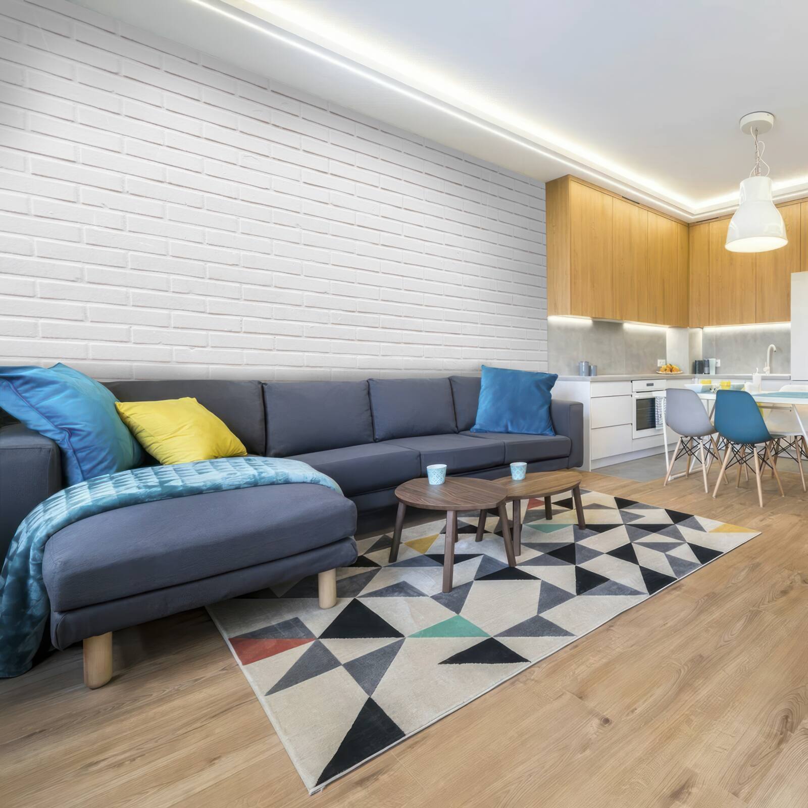 Fototapet peretele de cărămidă este de un alb imaculat