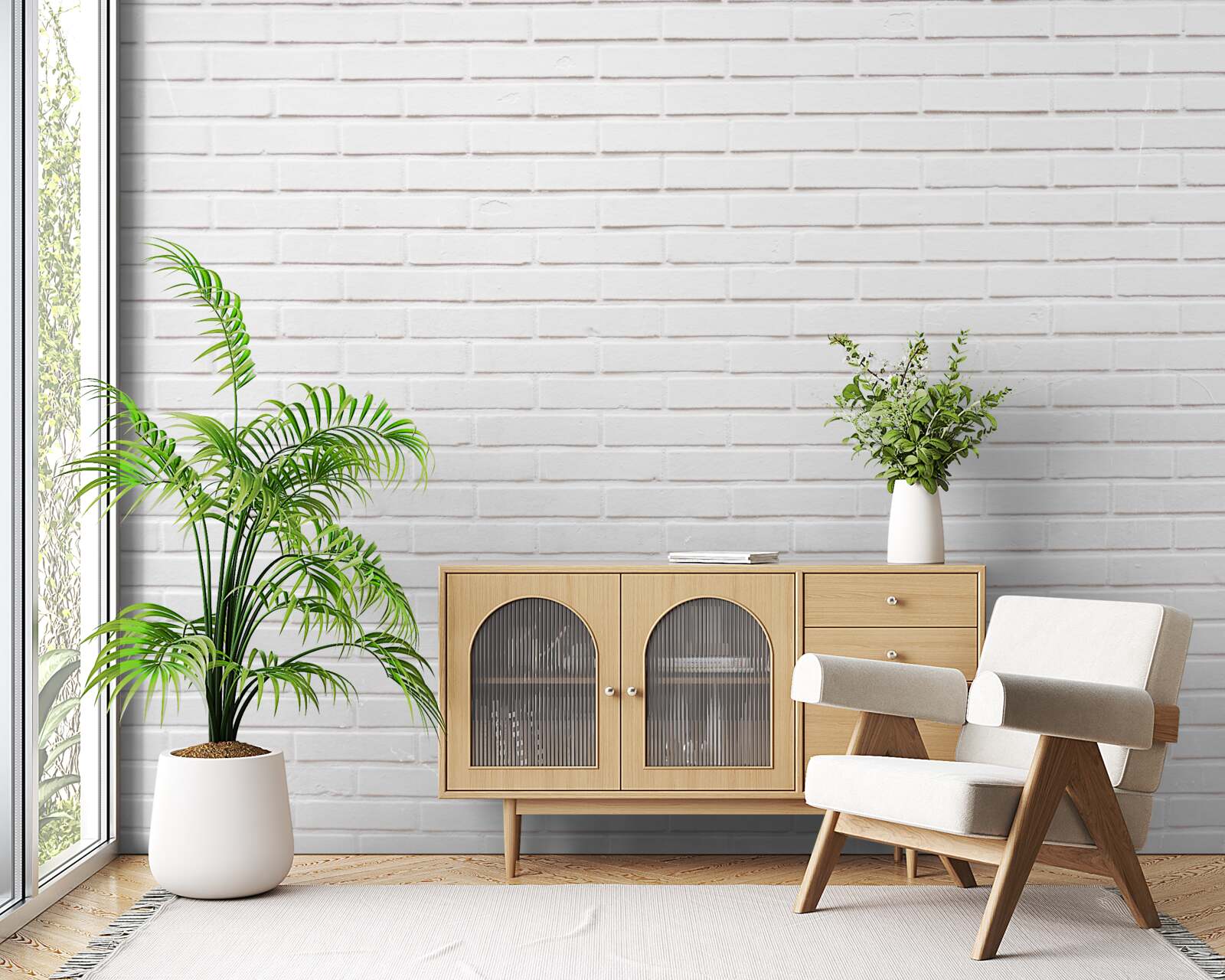 Fototapet peretele de cărămidă este de un alb imaculat