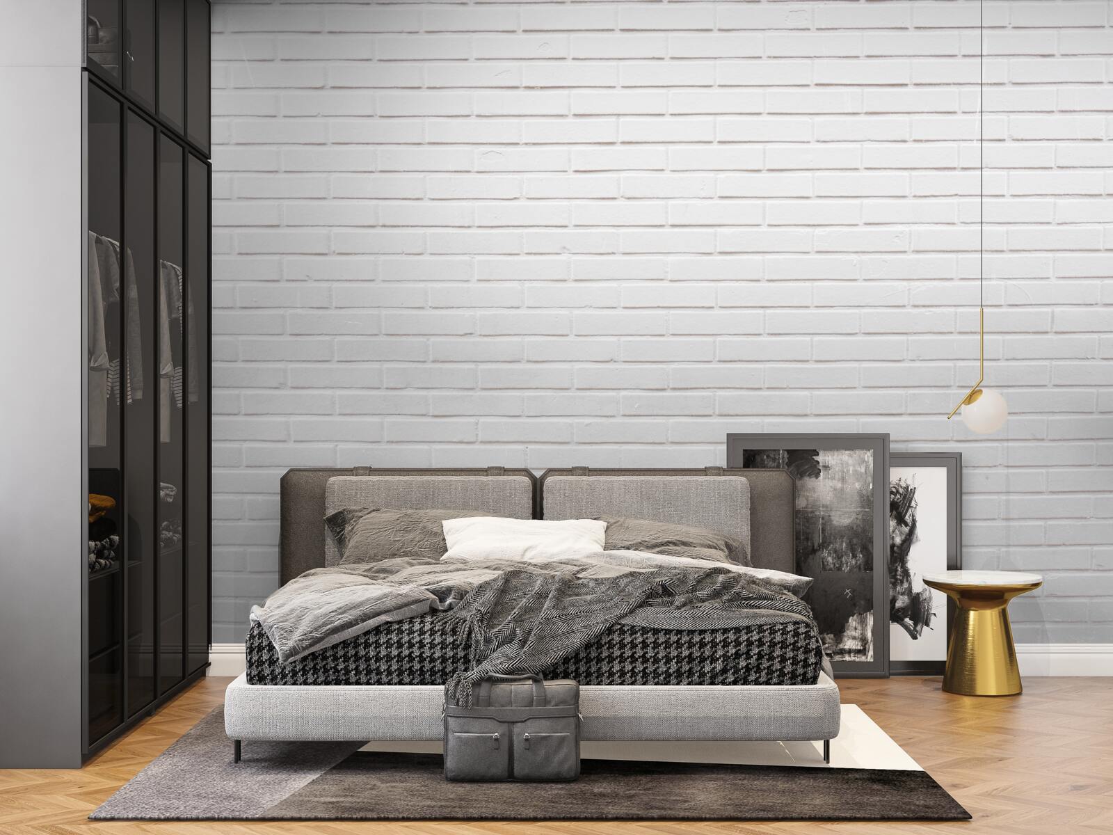 Fototapet peretele de cărămidă este de un alb imaculat