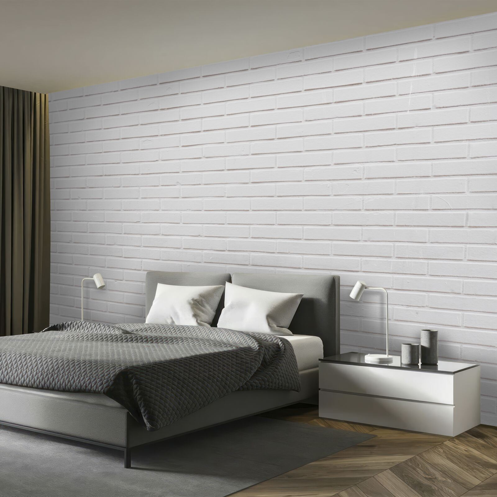 Fototapet peretele de cărămidă este de un alb imaculat