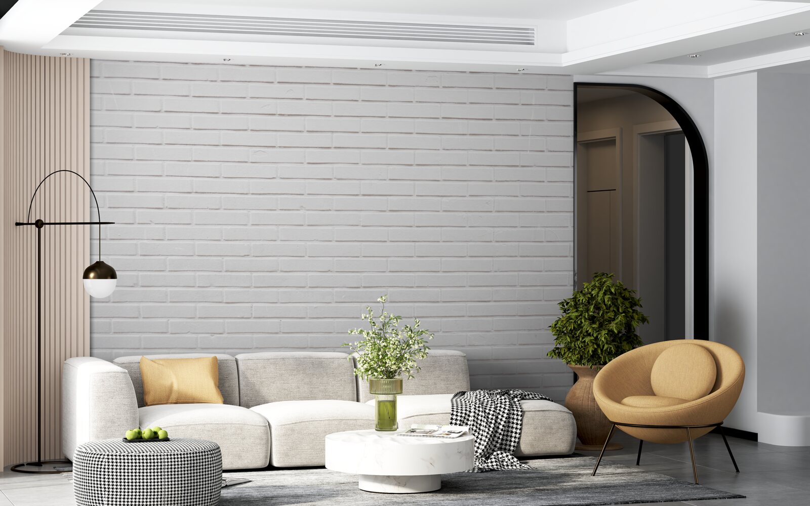 Fototapet peretele de cărămidă este de un alb imaculat