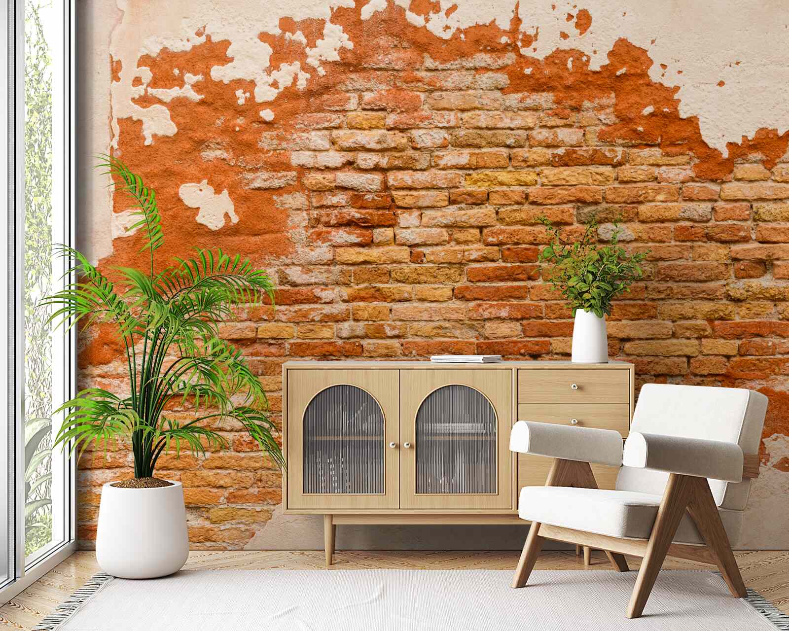 Fototapet un zid de cărămidă care s-a deteriorat în timp