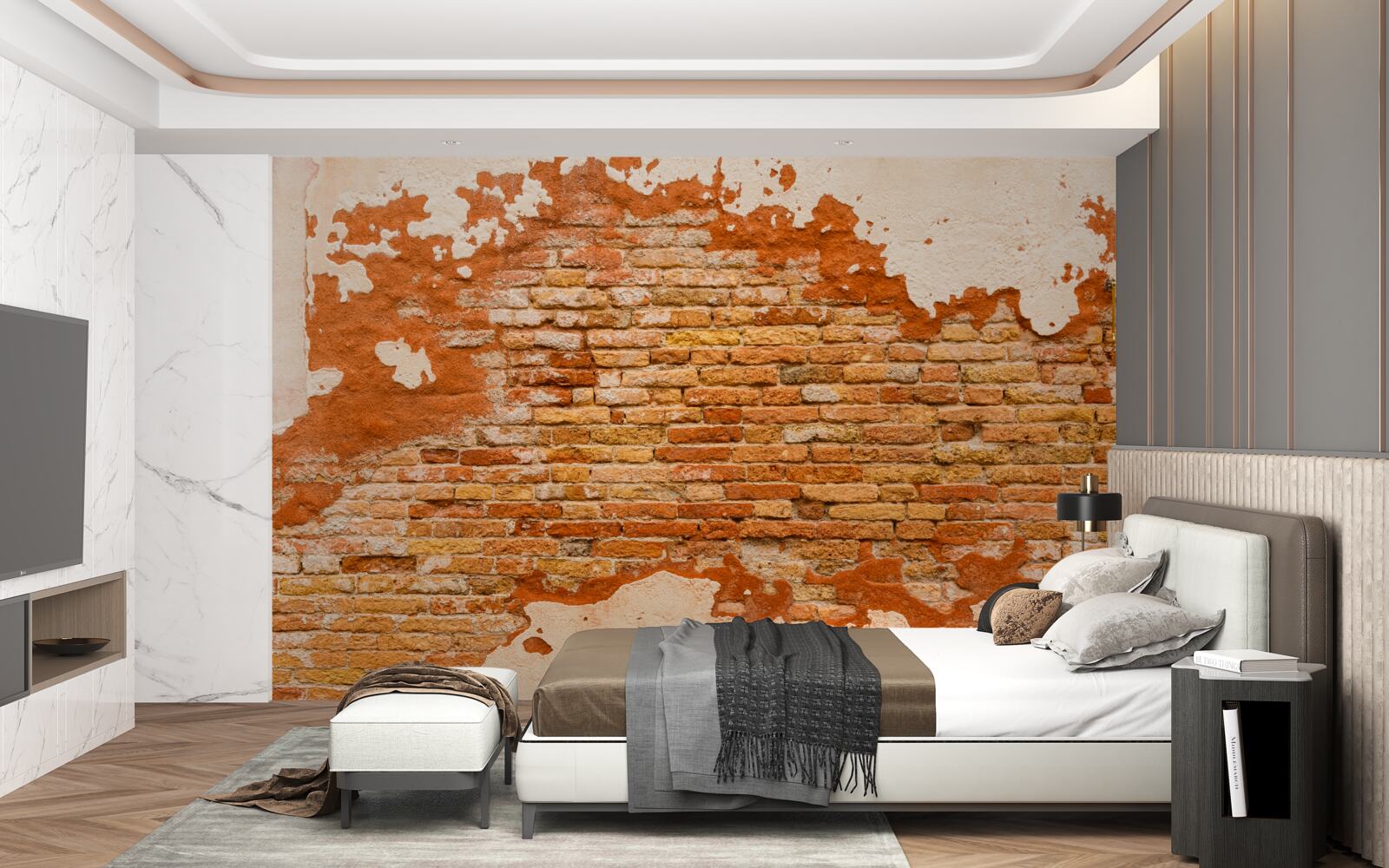 Fototapet un zid de cărămidă care s-a deteriorat în timp