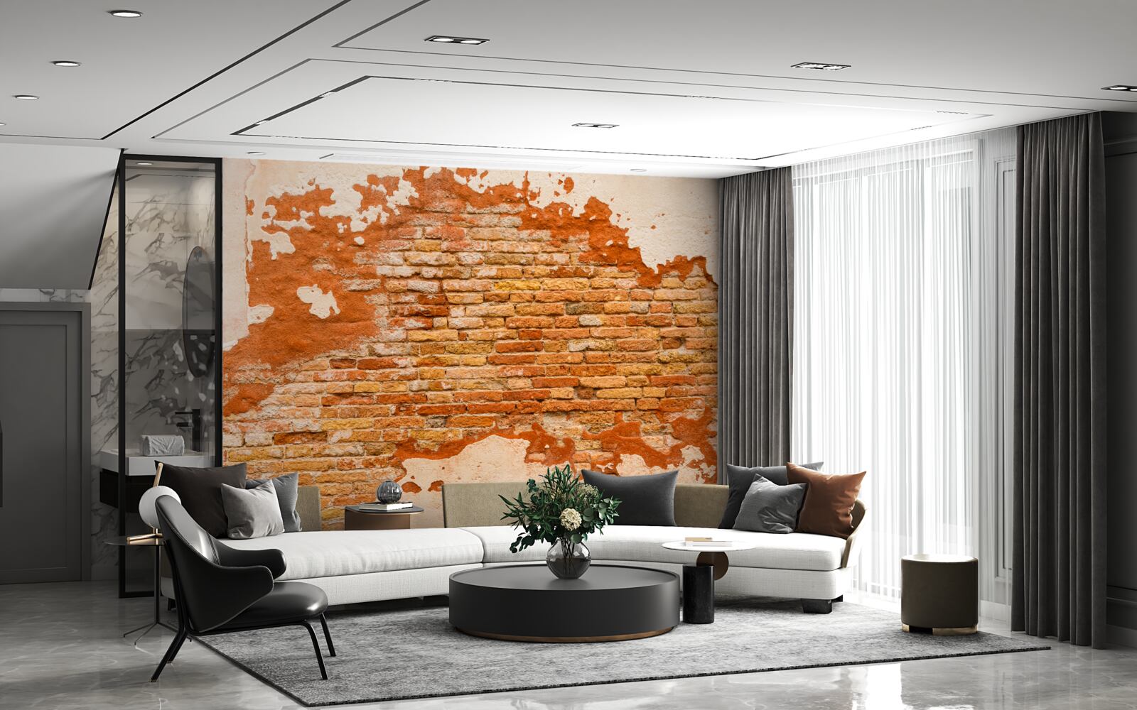 Fototapet un zid de cărămidă care s-a deteriorat în timp