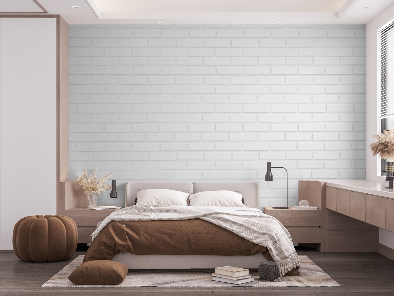 Fototapet peretele de cărămidă este de un alb imaculat